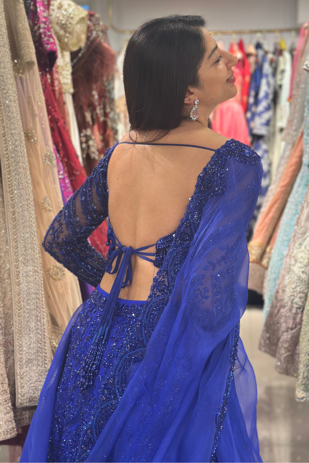 Royal Cobalt Blue Lehenga With Sequins and Beads Embellishment6