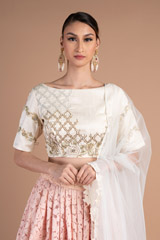Peach Embroidered Vintage LehengaDSC07457