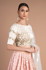 Peach Embroidered Vintage LehengaDSC07458