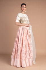 Peach Embroidered Vintage LehengaDSC07459