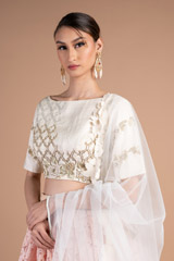 Peach Embroidered Vintage LehengaDSC07468