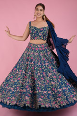 Floral Thread Embroidered LehengaDSC07608