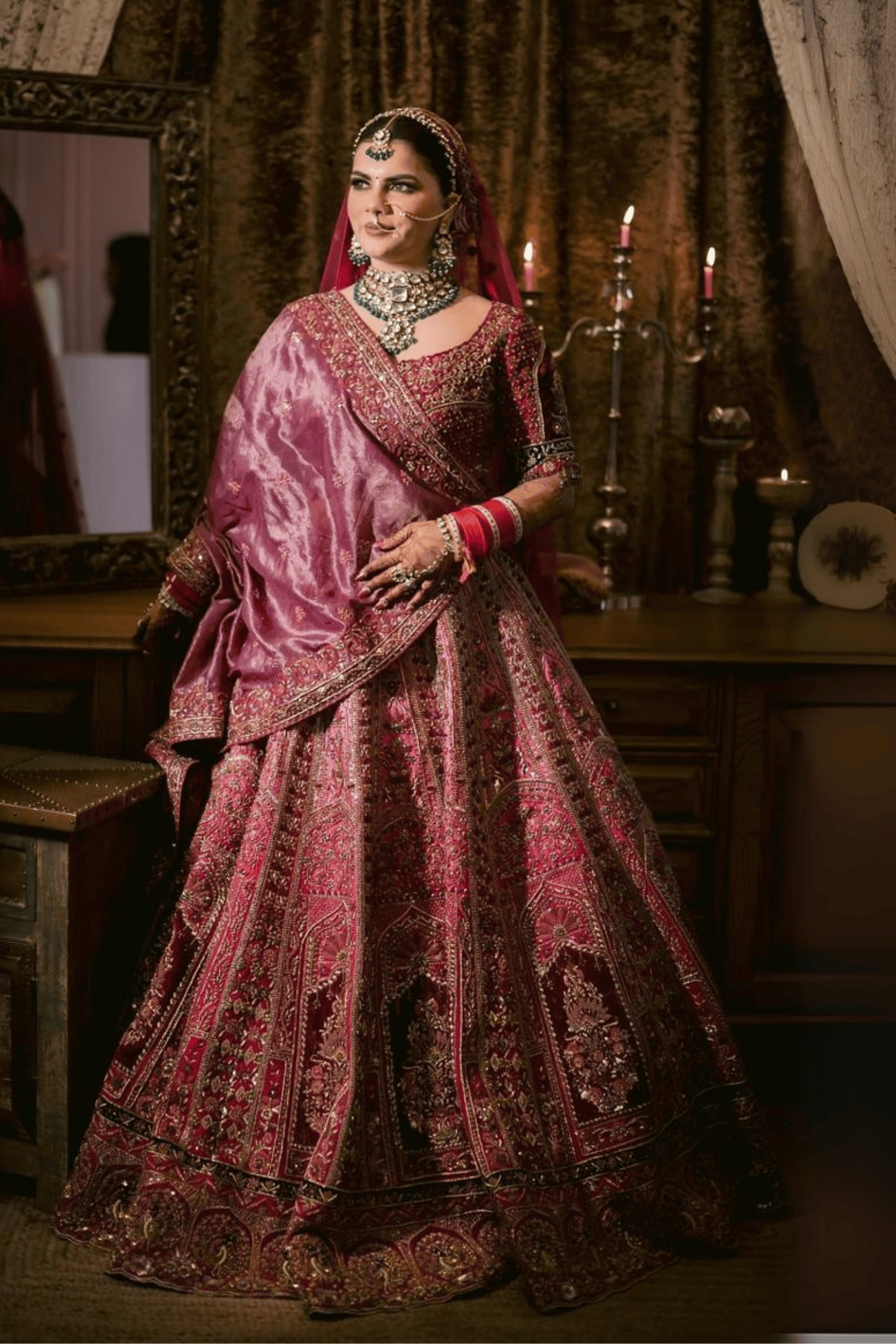 Shades Of Pink Bridal Lehenga With Resham Embroidery And Zari Work1