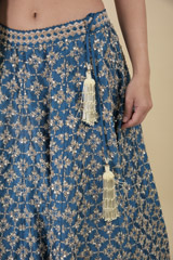 Ink Blue Raw Silk Zardozi Lehenga_DTR2728