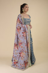 Ink Blue Raw Silk Zardozi Lehenga_DTR2733