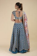 Ink Blue Raw Silk Zardozi Lehenga_DTR2736
