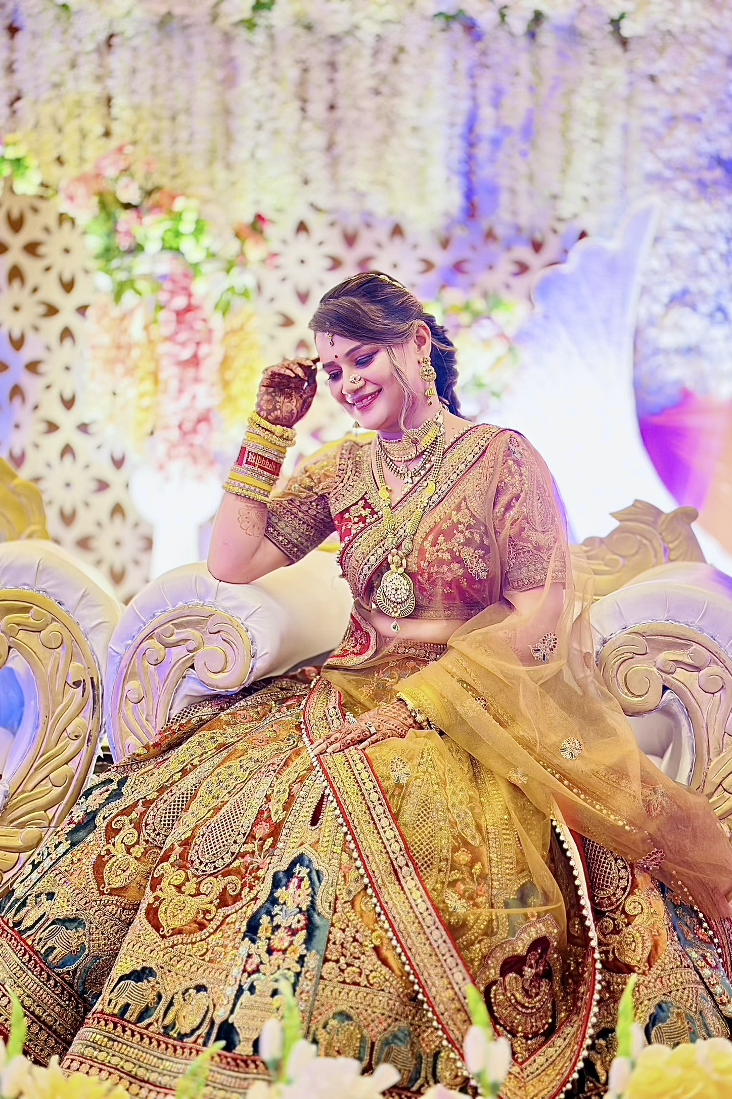 Mustard Heavy Bridal Lehenga With Multi- coloured Motifs1