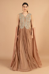 Crepe Gown With Dabka EmbroideryDSC05038